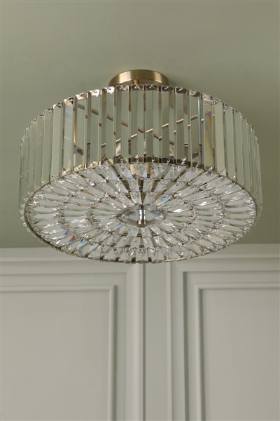(image for) Laura Ashley Fernhurst 4 Light Semi-Flush Crystal and Antique Brass